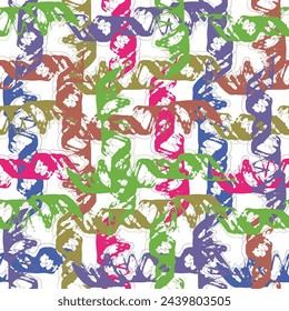  Des coups de brosse multicolore sont disposés aléatoirement sur fond noir. Image vectorielle. Contemporain. L'expressionnisme. Les coups de pinceau d'Impasto.