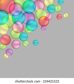 Multicolored bubbles isolated on grey background