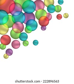 Multicolored bubbles isolated on white background
