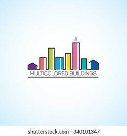 Multicolored buildings.