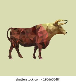 mehrfarbiger Stier aus Polygonen 
