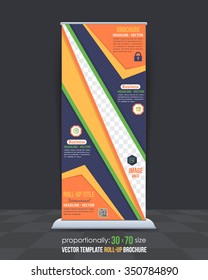 Multicolored Business Roll-Up Banner Template, Vertical Ad Design