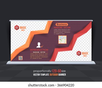 Multicolored Business Theme Outdoor Banner Design, Advertising Vector Template 