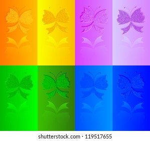 Multi-colored butterflies with reflections. Vector. eps 10