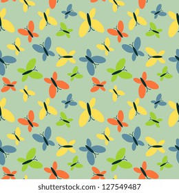 Multicolored butterflies seamless decorative pattern
