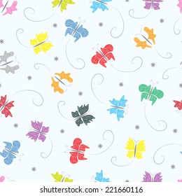 Multicolored butterflies seamless pattern