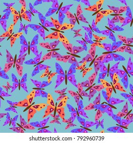 Multi-colored butterflies. Seamless pattern for background, Wallpaper, textile