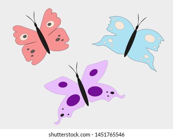 multicolored butterflies set in vector