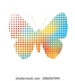 Multicolored butterfly from circles. Vector illustration. beautiful butterfly