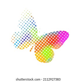 Multicolored butterfly from circles. Vector illustration. beautiful butterfly