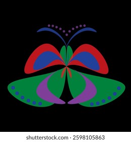 Multi-colored butterfly from folk floral patterns.  Educational games for children.