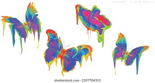 multicolored butterfly, with organic shapes
