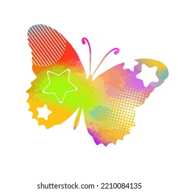 Multicolored butterfly silhouette object. Vector illustration