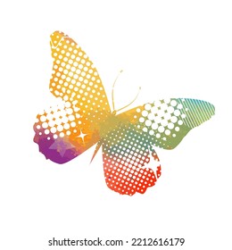 Objeto de silueta de mariposa multicolor. Ilustración del vector