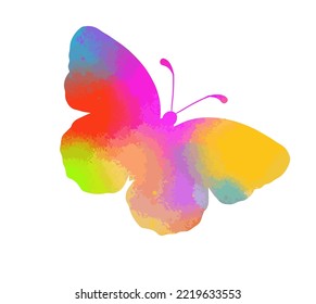 Multicolored butterfly silhouette object. Vector illustration