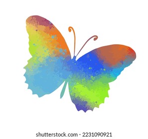 Multicolored butterfly silhouette object. Vector illustration