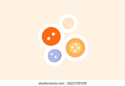 Multicolored buttons isolated on white background. Cartoon vector illustration