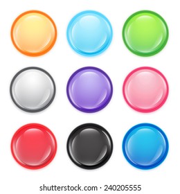 Multi-colored buttons. Set of multicolored transparent buttons.