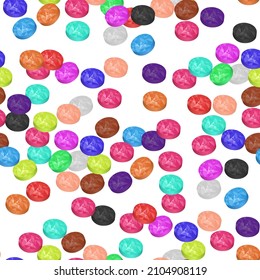 Multicolored candies on a white background. Pattern.
