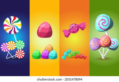 
mehrfarbige Candies Vektor Design, süßer Hintergrund 