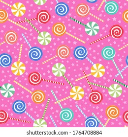 multi-colored caramel candies. seamless pattern. vector image. for printing on wrapping paper, gift boxes, for decorating birthdays