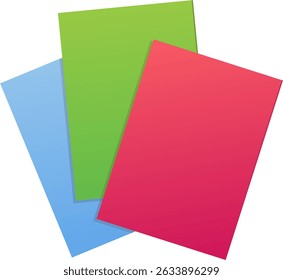 Multicolored cardboard for school. Office paper green, blue and pink.