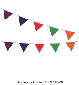 Multicolored carnival garland. Bright garlands isolated on white background