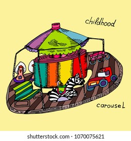 Multicolored carousel. Suitable for children's parties. Holidays. Children's Day.