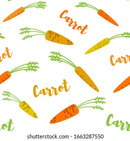 Multicolored carrot on a white background, seamless pattern. Vector illustration