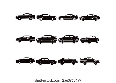 Multicolored Cars with Shadow on White Background