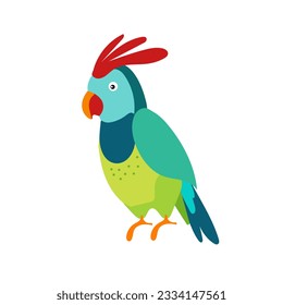 Multicolored cartoon character parrot. Exotic bird on a white background. Isolated vector