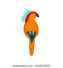 Multicolored cartoon character parrot. Exotic bird on a white background. Isolated vector