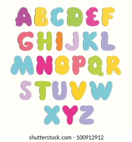 Multicolored Cartoon Vector Font