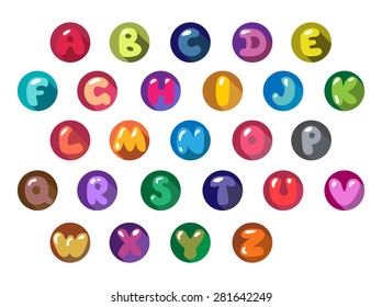 Multicolored Cartoon Vector Font. Set of Isolated letters. 