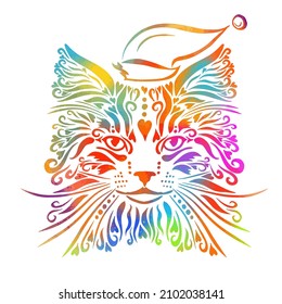 Multi-colored cat face. Vector illustration