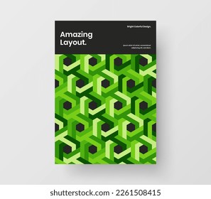Multicolored catalog cover vector design concept. Fresh mosaic pattern corporate brochure layout.