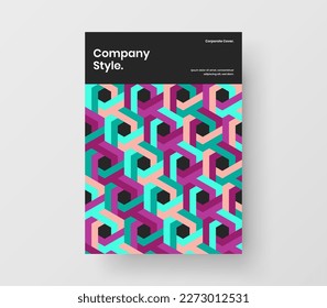 Multicolored catalog cover vector design template. Original geometric shapes corporate identity illustration.
