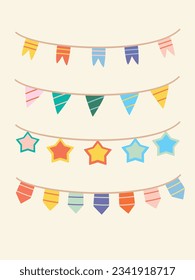 Multicolored celebration set with flags