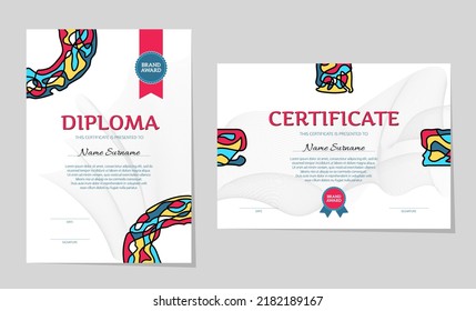 Plantilla de certificado de rendimiento multicolor, diseño abstracto de diploma, ilustración vectorial