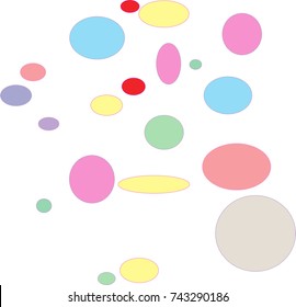 
multicolored chaotically falling from above round light balls, similar to soap bubbles of different colors. on white background, isolated. 
is associated with holidays and childhood