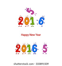 Multicolored characters numbers, Happy New Year 2016, illustration.