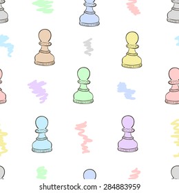 Multi-colored chessmen of a pawn with a scribble