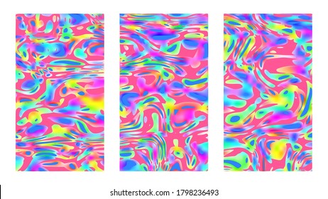 Multicolored children background set. Bright  vector artwork. Vertical good vibes colorful templates, tropical posters and cover designs
