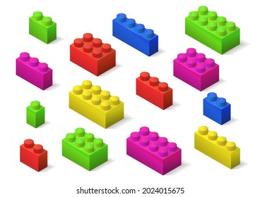 multicolored children toys constructor isometric brick