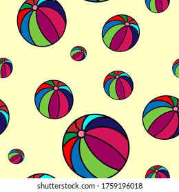 mehrfarbige Kinderbälle auf hellem Hintergrund. Nahtlose Muster für Kleidung, Stoff, Wickelpapier, Tapete, Cover-Design.