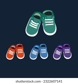 Multicolored children's slippers on a blue background