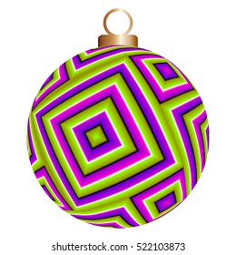 Multicolored christmas ball with hexagons and triangles. Motion illusion
