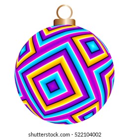 Multicolored christmas ball with squares (motion illusion)