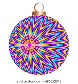 Multicolored christmas ball with star (optical expansion illusion)