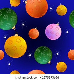Fondo de las bolas de Navidad multicolor. Decoración festiva navideña bolas brillantes y brillo. Decoración para envolver papel, fondo navideño.